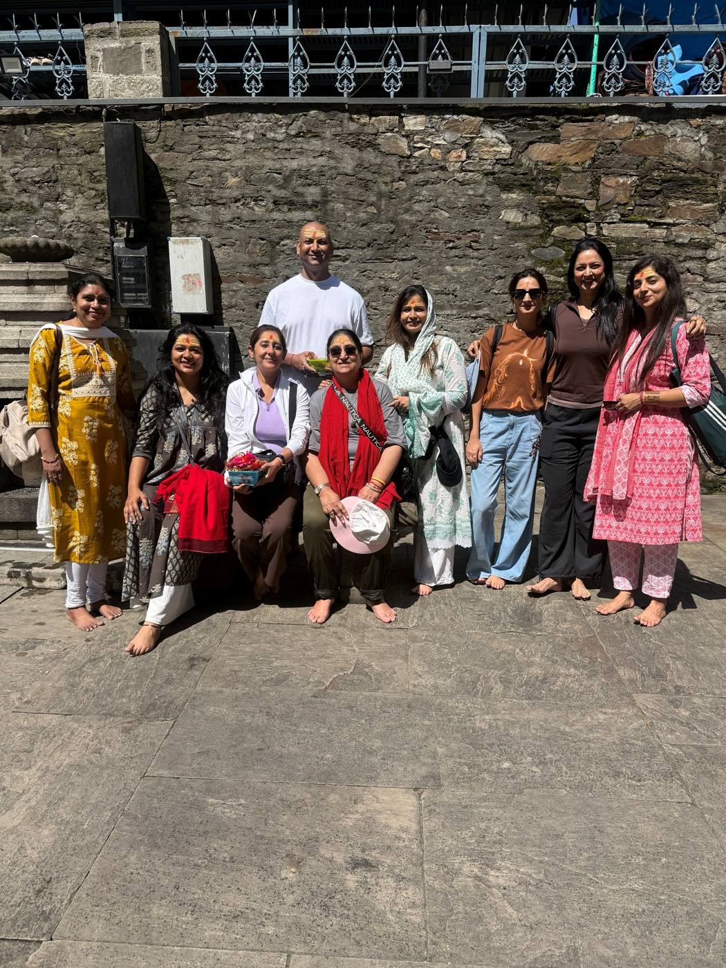 The group together at the ancient temples of Jageshwar Dham.