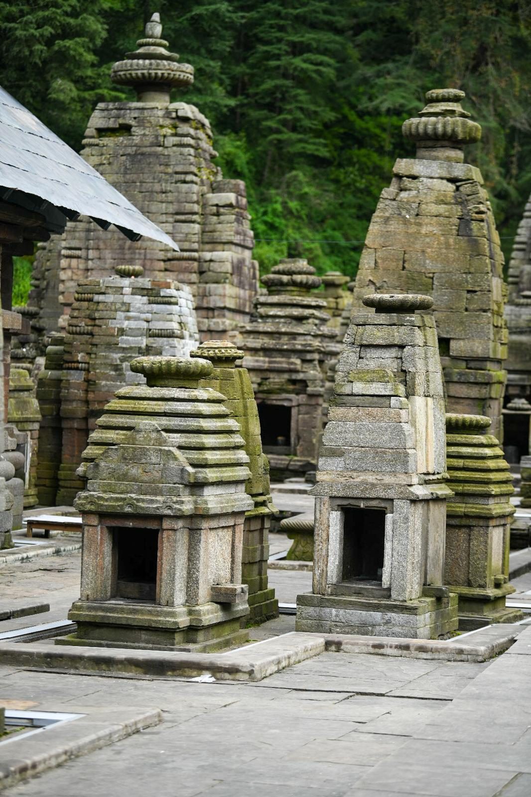 The ancient stone temples of Jageshwar Dham among the deodars.